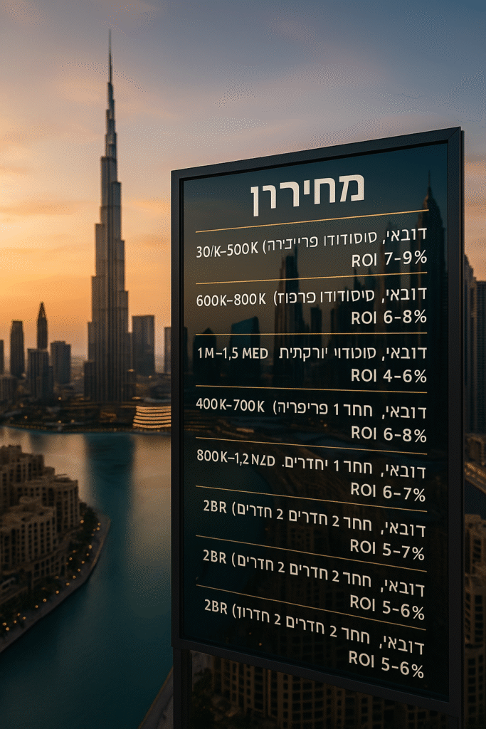 מחירון דירות דובאי
